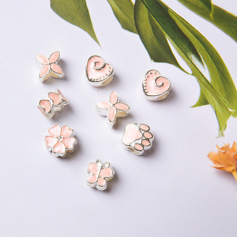 Aceite al por mayor Drip Heart Butterfly Big Hole Beads brillantes de coloridos